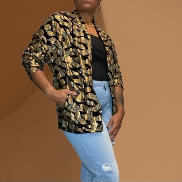 H&M metallic sequin cardigan tagged XS but fits large - Picture 2 of 4